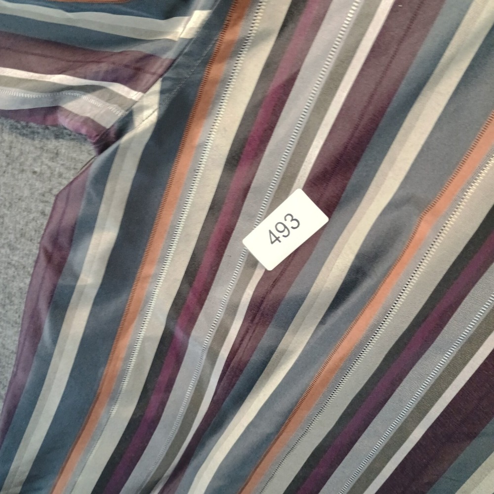 Kenneth Cole Button Down Dress Shirt Mens XXL Striped Pocket‎ Silk Blend 2XL - Picture 8 of 8